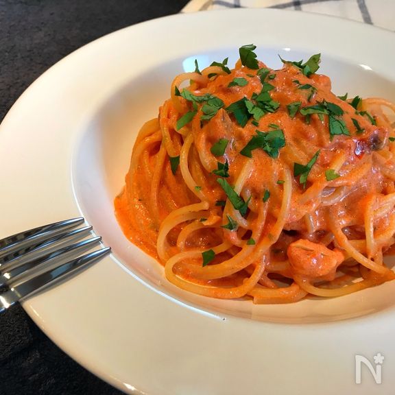 【すぐ作れる！】簡単！トマトクリームパスタ