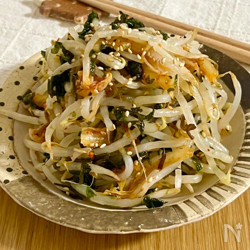 もやしとキムチの海苔ナムル