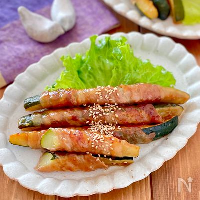 甘辛照り焼きで♩ズッキーニの肉巻き