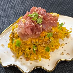楽ラク手抜キッチン🐶🐾の作ってみた!投稿(レンジで簡単！かぼちゃと生ハムのデリ風サラダ)