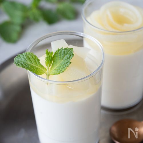 生クリーム泡だてナシで「白桃のふわとろムース