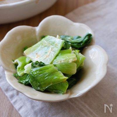 5分で完成🙌〈チンゲンサイのマヨ七味〉レンジで簡単✨