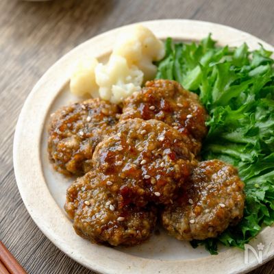 【オートミールで作る】なす味噌バーグ