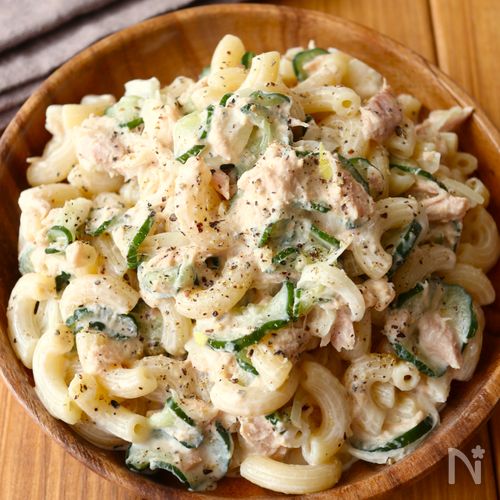 レンジで簡単!【自慢のツナマヨマカロニサラダ】お手軽副菜♩