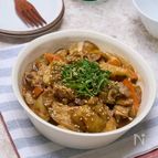 豚バラ薄切り肉と白ナスの甘酢生姜あんかけ焼き