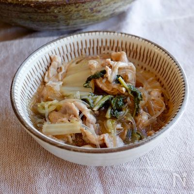 【簡単♪豚しゃぶ白菜の春雨とろみ煮】体ぽかぽか×節約おかず