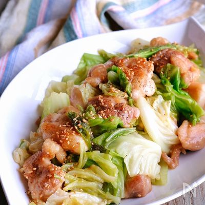 鶏肉とキャベツのスタミナ旨ぽん炒め