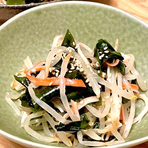 michuの作ってみた!投稿(レンジで5分！【わかめともやしの中華サラダ】胡麻油香る♩)