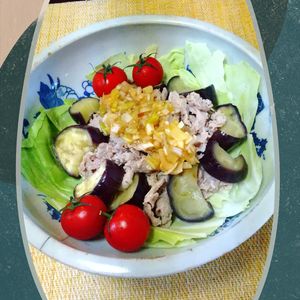 チョロリスの作ってみた!投稿(最高においしい☆『とろ茄子よだれ豚しゃぶ』)
