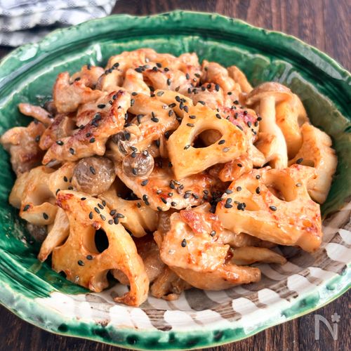 ご飯が進む!豚肉とレンコンのコク旨オイマヨ炒め