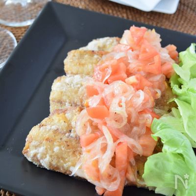 アジのトマト酢玉ねぎソース