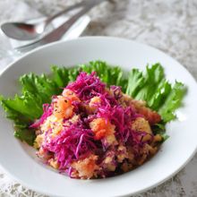 テーブル華やぐ。カラフル明太ポテサラ