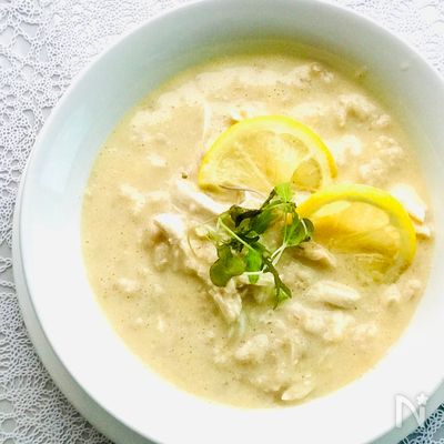 ヘルシーダイエット飯♪ギリシャ風エッグレモンオートミール粥