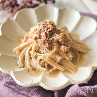 ダイエットの簡単5分おつまみ『ツナとバターの無限えのき』