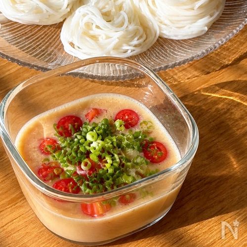 冷凍ミニトマトde豆乳そうめん