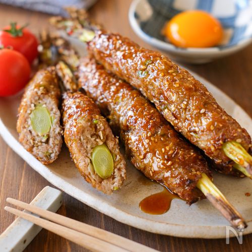 【焼き鳥屋さんのアスパラつくね】これはもうお店クオリティ…！