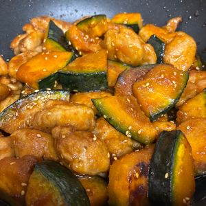 の作ってみた!投稿(ワンパン10分！【鶏肉×かぼちゃ甘辛照り炒め】しっとり甘い♩)
