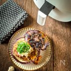 【まんじゅうなすの和風肉詰め】トマトのようななすを使って