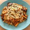 りぃママの作ってみた!投稿(チーズがとろり♪キムチと挽肉の焼きうどん)