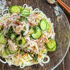 夏バテ防止♡さっぱりダレ《豚しゃぶサラダ素麺》