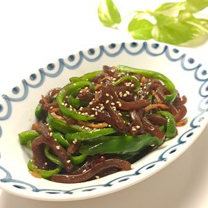 とのちゃまの作ってみた!投稿(和食のヘルシー惣菜😘糸こんにゃくとピーマンのきんぴら😋)