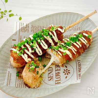 のび〜る♪チーズ入り‼︎【簡単】肉巻きスティックおにぎり