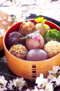 【炊飯器で作れる】もち麦入りカラフルおはぎ＊おはぎとぼた餅？