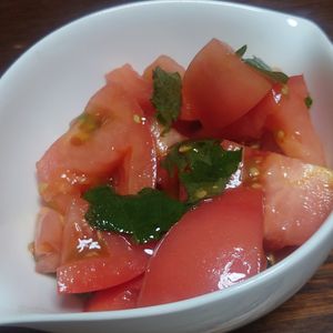 オレンジの作ってみた!投稿(夏レシピ♡和えるだけ1分！『大葉トマト』爽やかめちゃうま♡)