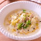 【白菜とひき肉の塩豆乳スープ】食材２つで大満足！白菜が主役♪