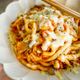 チーズがとろり♪キムチと挽肉の焼きうどん