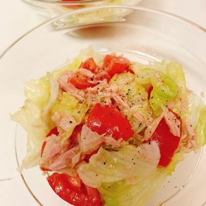 りんの作ってみた!投稿(レタスのツナトマドレッシング和え【#やみつき #デリ風】)