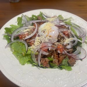 こむぎの作ってみた!投稿(温玉のせメキシカン風タコライス)
