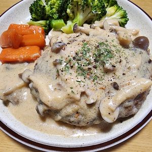 ナムディの作ってみた!投稿(生クリーム不使用★レストラン級きのこクリーム煮込みハンバーグ)