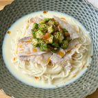 お鍋一つで！『豚しゃぶと梅オクラの豆乳クリームそうめん』