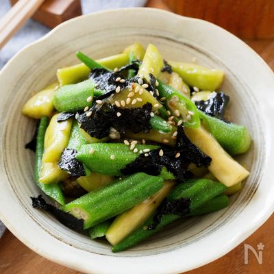 『なすとオクラの海苔ナムル』あともう1品に♪簡単副菜☆