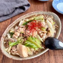 シャキとろ〜な【中華風！豆腐のそぼろキャベツ炒め】