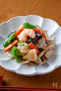 【シーフードミックスで簡単】野菜たっぷり海鮮あんかけ炒め