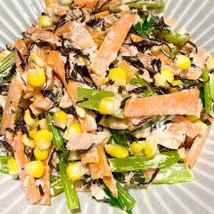 705の作ってみた!投稿(栄養満点♡レンチン副菜♪『小松菜と人参とひじきのツナサラダ』)