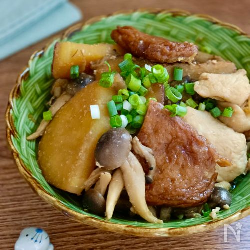 レンチンで簡単♡鶏むね肉とさつまいもの味噌照り煮風