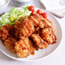 安い鶏むね肉をしっとり！玉子なしでできる！一口チキンカツ