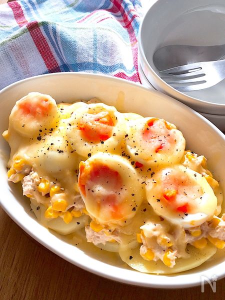 子供が絶対好きなやつ♡ツナマヨコーンとたまごのポテチー焼き