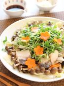 鱈と豆苗の簡単レンジ蒸し。