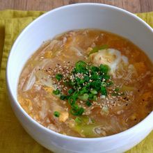 受験生のお夜食にも！鶏ひき肉と卵のとろーり春雨スープ