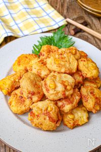 手が止まらん♡【コーンとチーズの豆腐ナゲット】お弁当にも