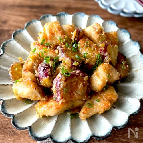 鶏むね肉で！おさつ葱味噌チキン