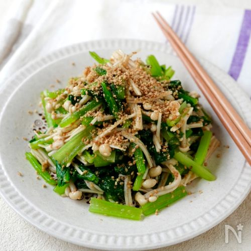 【小松菜とえのきの麺つゆごま和え】砂糖不使用