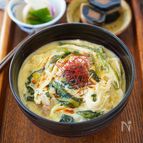 雑炊アレンジも♪豚しゃぶ肉とほうれん草のかき玉にゅうめん