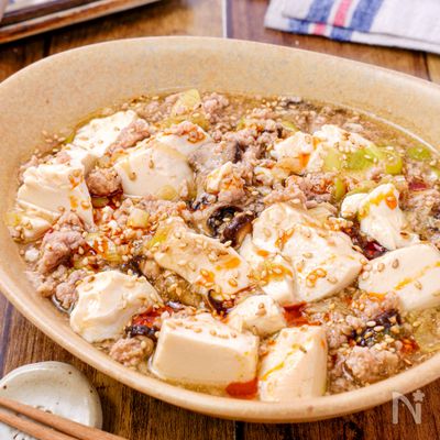 【お豆腐とひき肉のねぎ生姜煮】とろぷる♡レンチンおかず♬