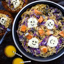 ワイワイ楽しく☆鮭と紫キャベツのバター醤油パスタ！