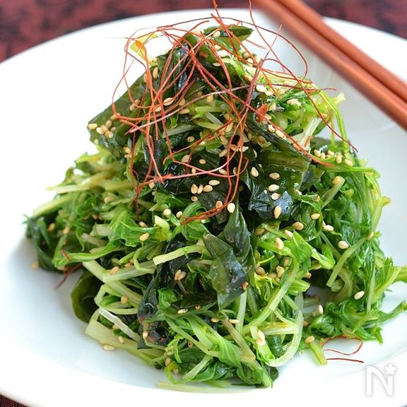 シャキシャキ♪水菜とわかめナムル 【作り置き】